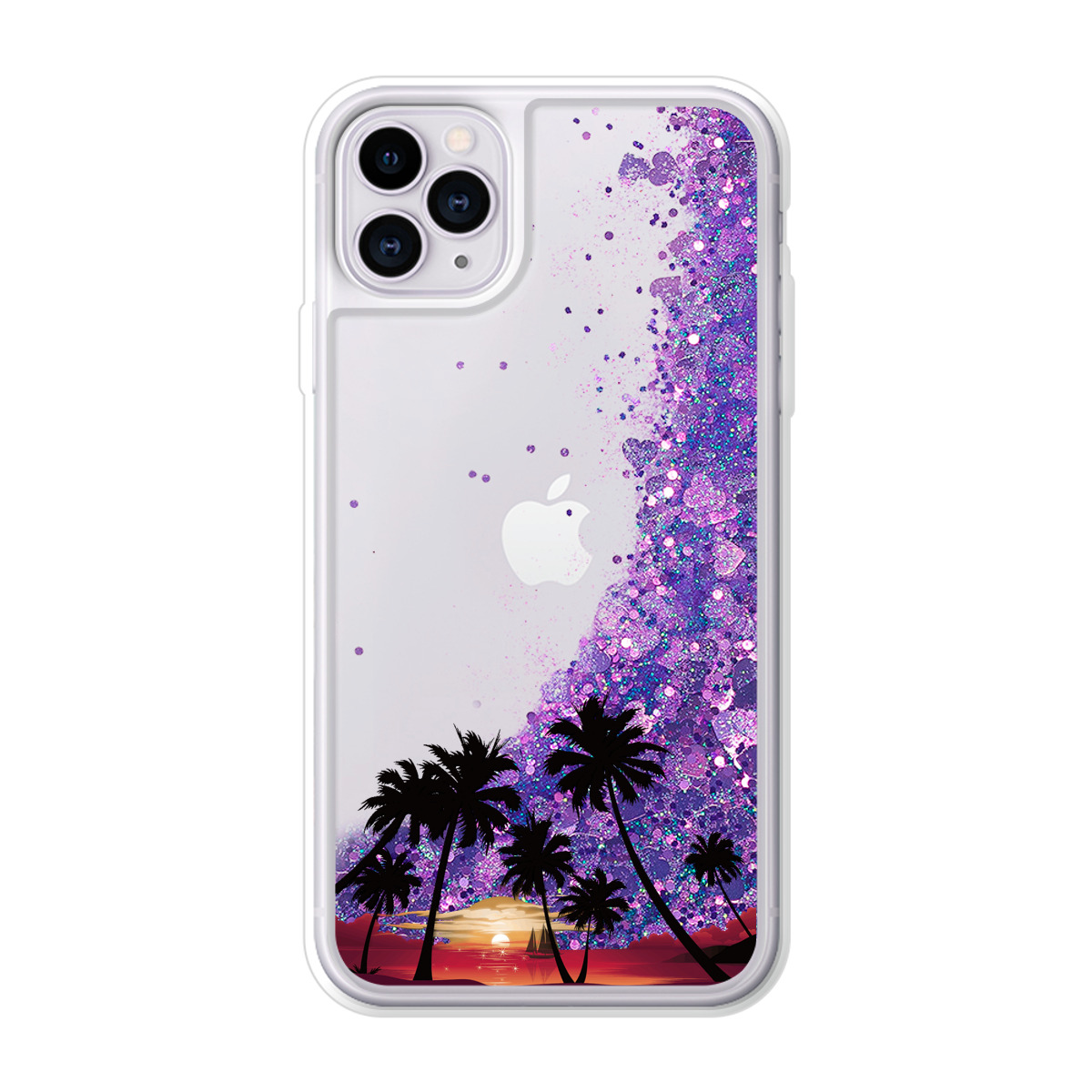 Чехол фиолетовый с блестками для iPhone 15